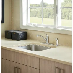 Moen Adler One Handle Chrome Kitchen Faucet Side Sprayer Included