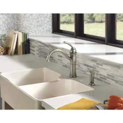 Moen Braemore One Handle Stainless Steel Kitchen Faucet Side Sprayer Included