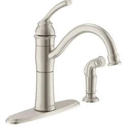 Moen Braemore One Handle Stainless Steel Kitchen Faucet Side Sprayer Included