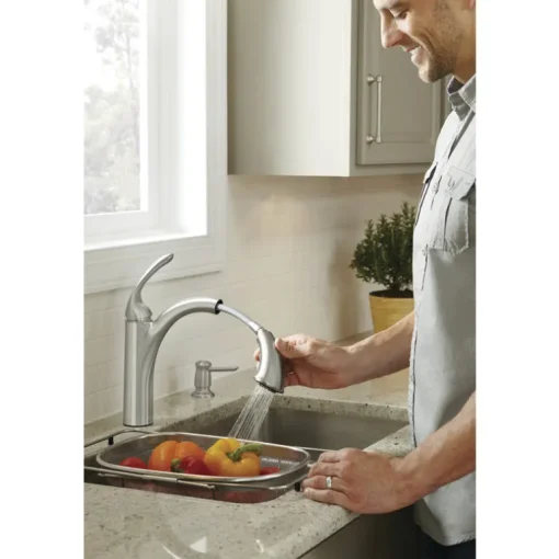 Moen Kinzel One Handle Stainless Steel Pull-Out Kitchen Faucet