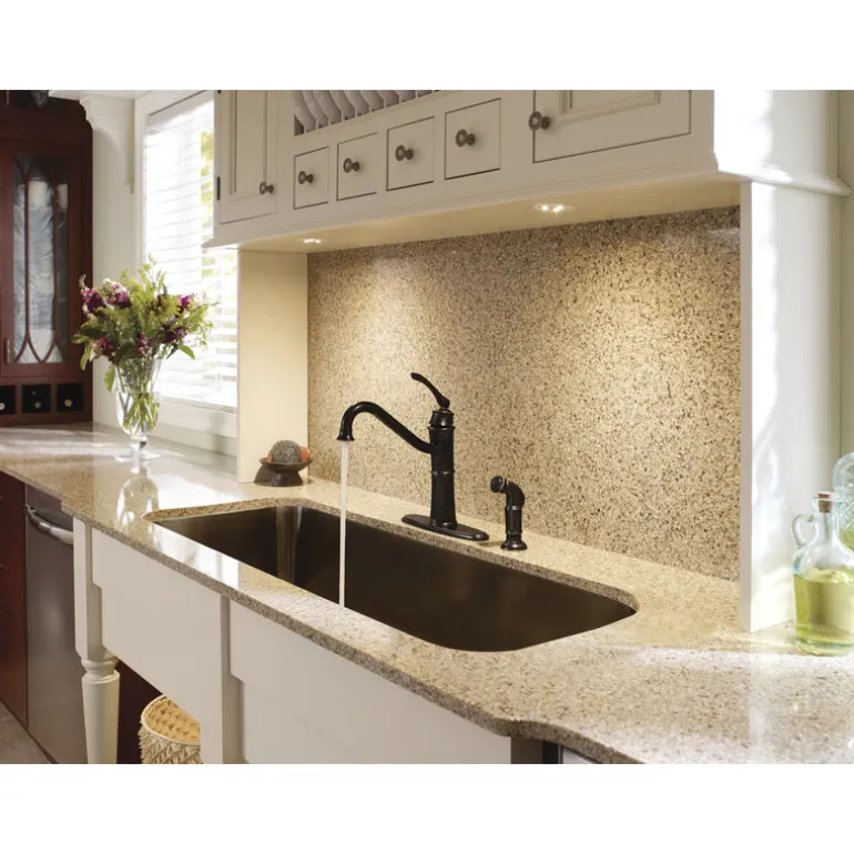 Moen Wetherly One Handle Bronze Kitchen Faucet Side Sprayer Included