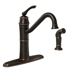 Moen Wetherly One Handle Bronze Kitchen Faucet Side Sprayer Included