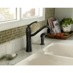 Moen Wetherly One Handle Bronze Kitchen Faucet Side Sprayer Included