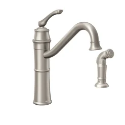 Moen Wetherly One Handle Stainless Steel Kitchen Faucet Side Sprayer Included