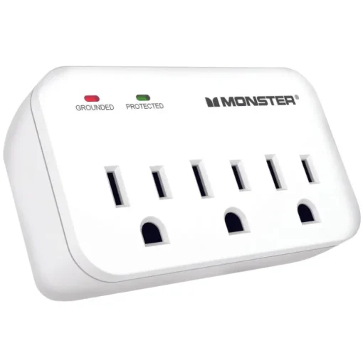 Monster Just Power It Up 0 ft. L 3 outlets Wall Tap Surge Protector White 1200 J