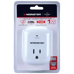Monster Just Power It Up 0 ft. L 1 outlets Wall Tap Surge Protector White 1200 J
