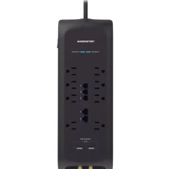 Monster Just Power It Up 6 ft. L 8 outlets Surge Protector w/USB Black 2160 J