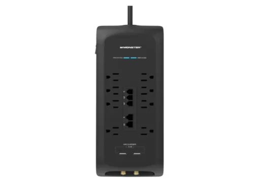 Monster Just Power It Up 6 ft. L 8 outlets Surge Protector w/USB Black 2160 J