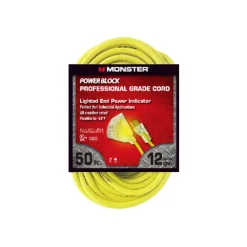 Monster Just Power It Up Outdoor 50 ft. L Yellow Extension Cord 12/3 SJTW