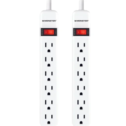 Monster Just Power It Up 2.5 ft. L 6 outlets Power Strip White