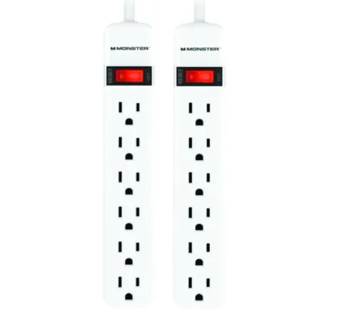 Monster Just Power It Up 2.5 ft. L 6 outlets Power Strip White