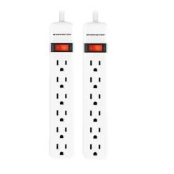 Monster Just Power It Up 2.5 ft. L 6 outlets Power Strip White