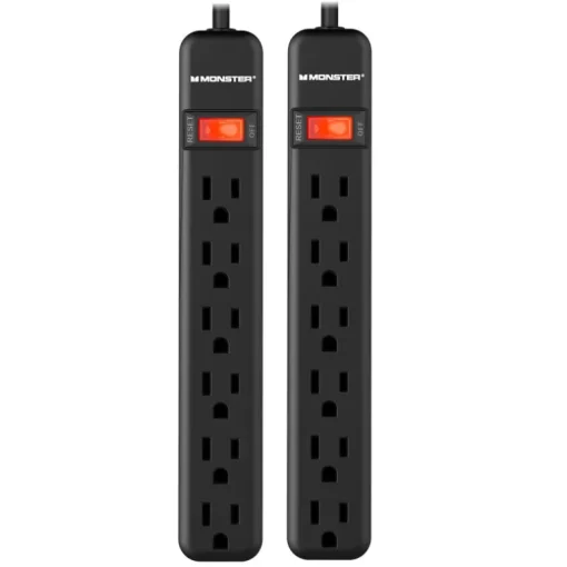 Monster Just Power It Up 2 ft. L 6 outlets Surge Protector Black 400 J