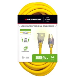 Monster Just Power It Up Outdoor 25 ft. L Yellow Extension Cord 14/3 SJTW