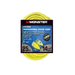 Monster Just Power It Up Outdoor 25 ft. L Yellow Extension Cord 14/3 SJTW