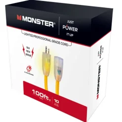 Monster Outdoor 100 ft. L Yellow Extra Heavy Duty Extension Cord