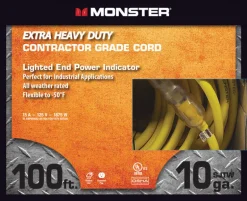 Monster Outdoor 100 ft. L Yellow Extra Heavy Duty Extension Cord
