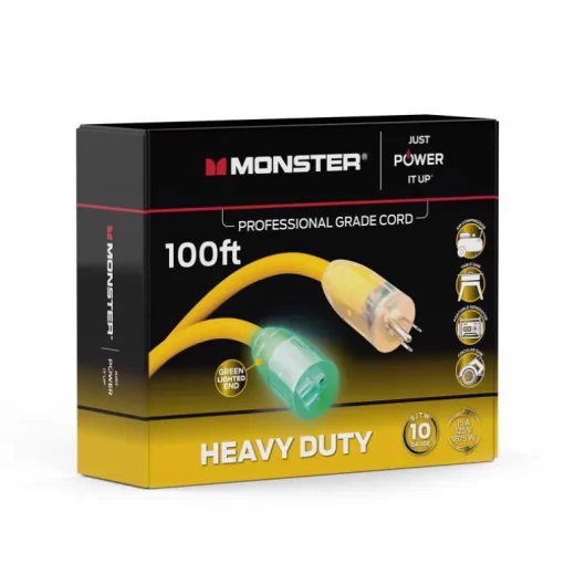 Monster Outdoor 100 ft. L Yellow Extra Heavy Duty Extension Cord