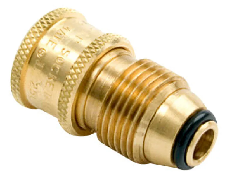 Mr. Heater Brass Quick Connect x Excess Flow Soft Nose P.O.L Propane Grill Adapter