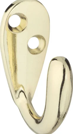 National Hardware 1.4 in. L Polished Brass Gold Zinc Single Prong Hook 1 pk