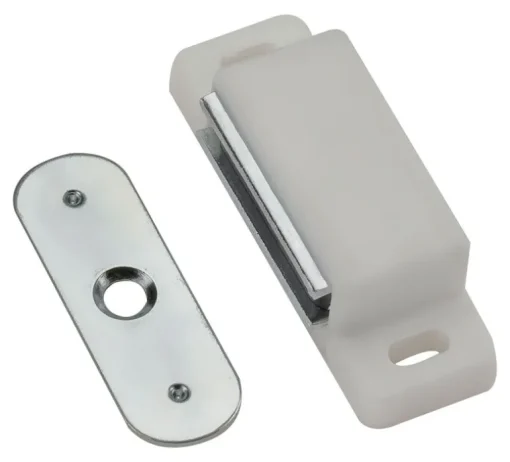 National Hardware 2-1/32 in. W X 2 in. L White Metal Magnetic Catch 1 pk