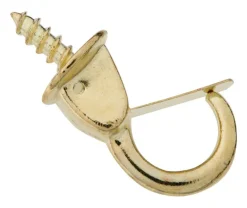 National Hardware Bright Brass Gold Steel 7/8 in. L Safety Cup Hook 10 lb 2 pk