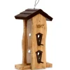 Nature's Way Wild Bird and Finch 12 oz Bamboo Vertical Wave Bird Feeder 6 ports (Pack of 4)