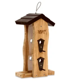 Nature's Way Wild Bird and Finch 12 oz Bamboo Vertical Wave Bird Feeder 6 ports (Pack of 4)