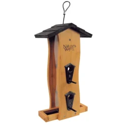 Nature's Way Wild Bird and Finch 12 oz Bamboo Vertical Wave Bird Feeder 6 ports (Pack of 4)
