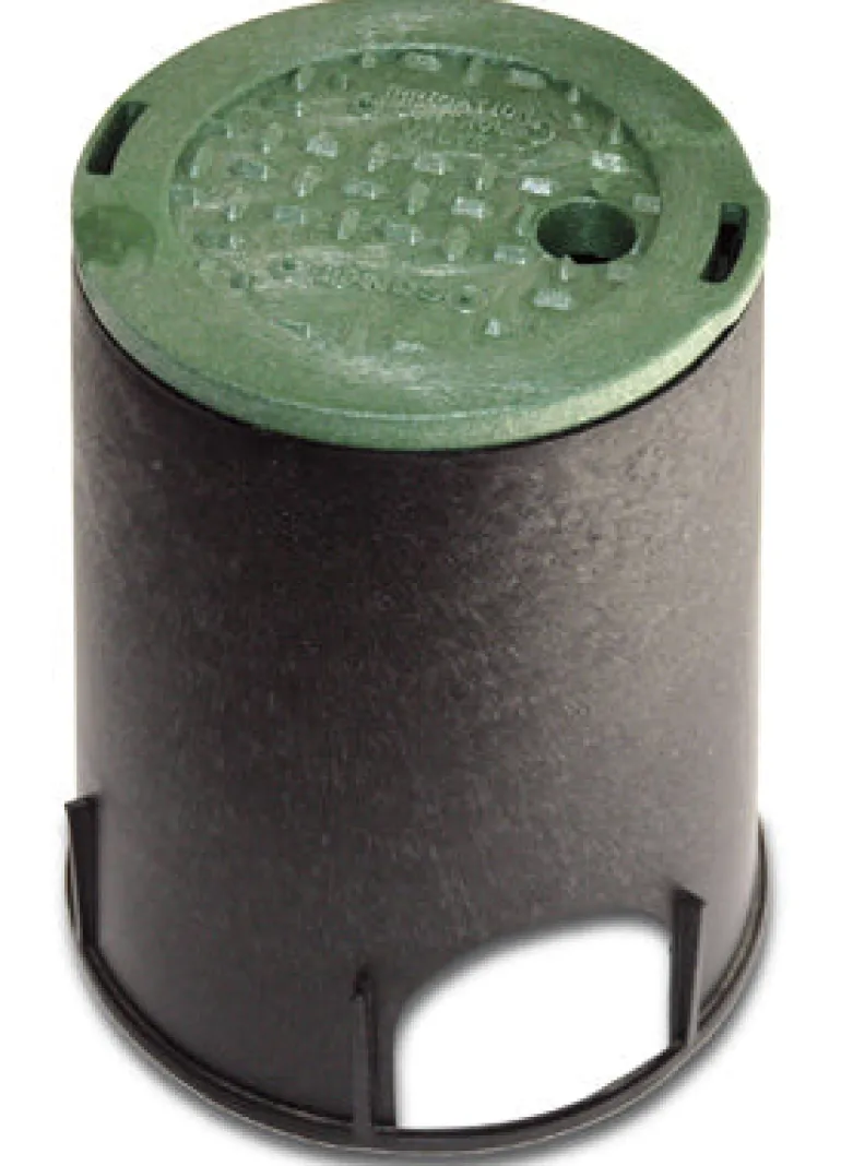NDS 6 in. W X 9-1/16 in. H Round Valve Box with Overlapping Cover Black/Green