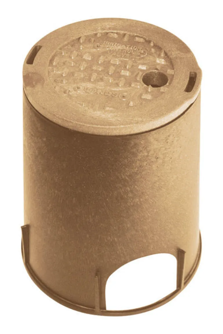 NDS 8.4 in. W X 9.1 in. H Round Valve Box with Overlapping Cover Brown