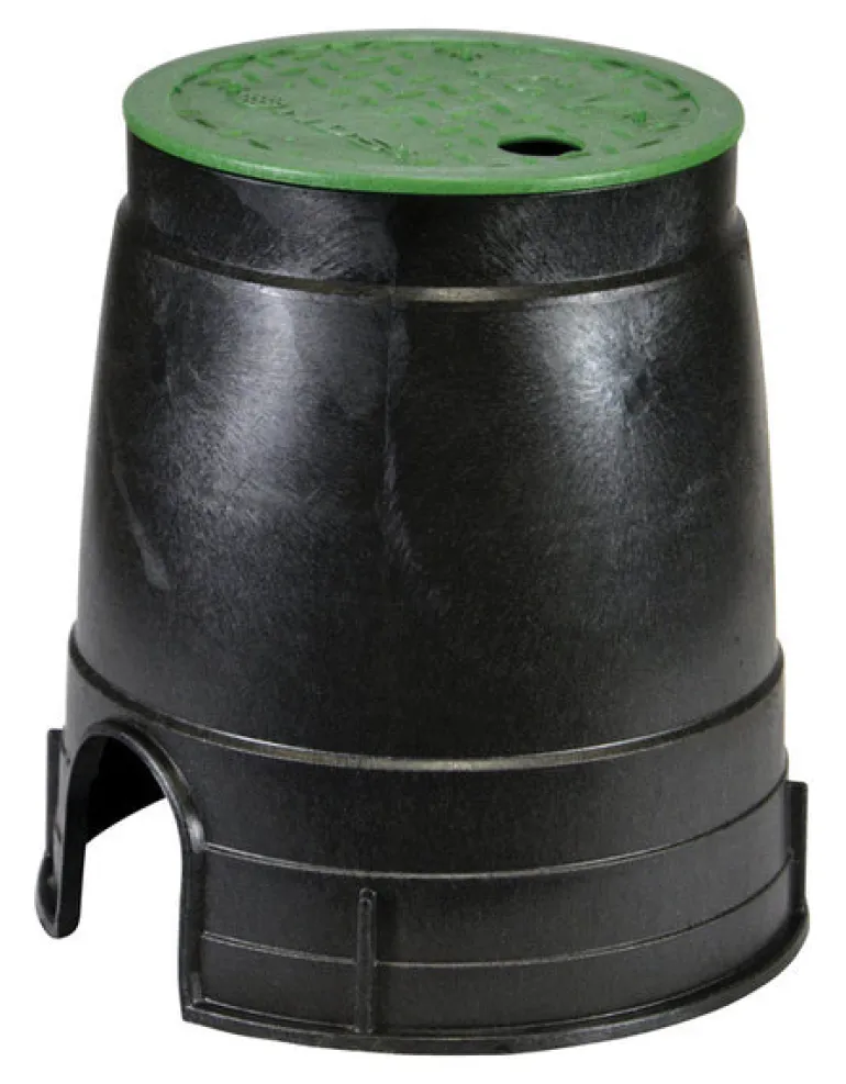 NDS Econo 6 in. D X 8.5 in. H Round Valve Box with Overlapping Cover Black/Green