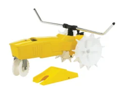 Nelson Yellow Cast Iron 13500 sq. ft. Coverage Area Full-Circle Traveling Sprinkler with Metal Head