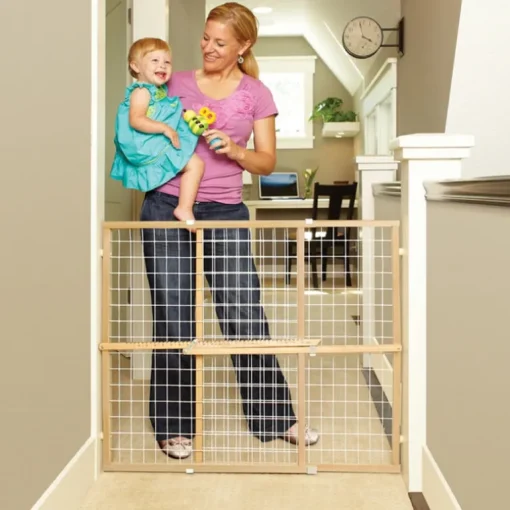 North States Gray 32 in. H X 29-1/2-50 in. W Wood Wire Mesh Gate