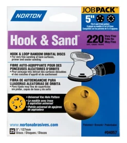 Norton Hook & Sand 5 in. Aluminum Oxide Hook and Loop A290 Sanding Disc 220 Grit Very Fine 25 pk