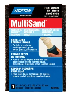 Norton MultiSand 4 in. L x 2.75 in. W x 1 in. 80/120 Grit Fine/Medium 2-Sided Sanding Sponge (Pack of 20)