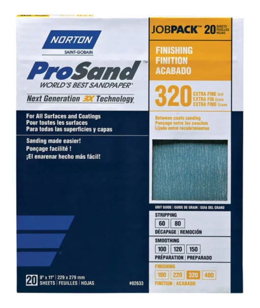 Norton ProSand 11 in. L x 9 in. W 320 Grit Extra Fine Aluminum Oxide Sandpaper 20 pk