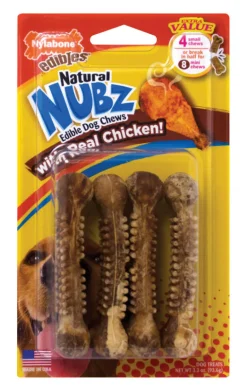 Nylabone Nubz Chicken Chews For Dogs 3.3 oz 4 pk
