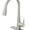 Oak Brook Brushed Nickel 1-Handle 1.8 GPM High Arc Pulldown Kitchen Faucet with Lever Handle