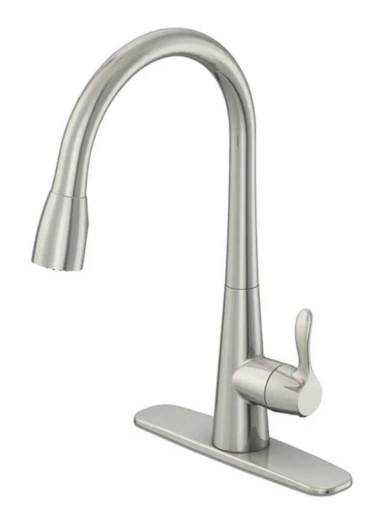 Oak Brook Brushed Nickel 1-Handle 1.8 GPM High Arc Pulldown Kitchen Faucet with Lever Handle