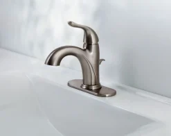 Oak Brook Brushed Nickel 1-Handle Deck 1.2 GPM Mid Arc Bathroom Sink Faucet 4 in.