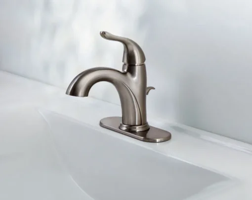 Oak Brook Brushed Nickel 1-Handle Deck 1.2 GPM Mid Arc Bathroom Sink Faucet 4 in.