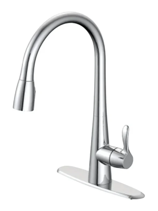 Oak Brook Ceramic Chrome 1.8 GPM High Arc Spout Pull-Down One Handle Kitchen Faucet
