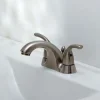 OakBrook Coastal Brushed Nickel Two Handle Lavatory Pop-Up Faucet 4 in.