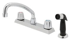 OakBrook Washerless Cartridge Two Handle Chrome Kitchen Faucet Side Sprayer Included