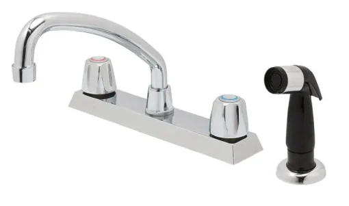 OakBrook Washerless Cartridge Two Handle Chrome Kitchen Faucet Side Sprayer Included