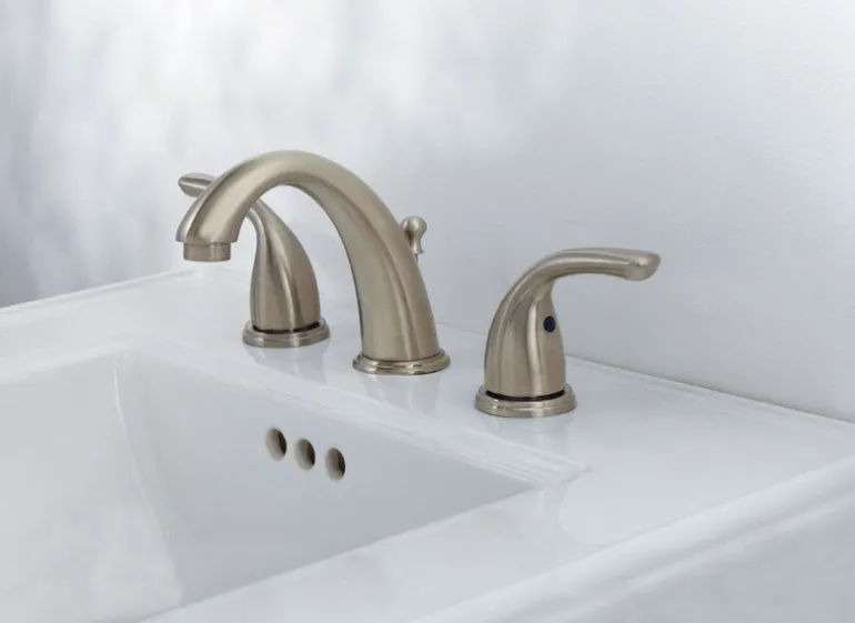 OakBrook Brushed Nickel Coastal Widespread Bathroom Sink Faucet 6in. - 12 in.