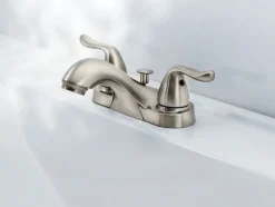OakBrook Brushed Nickel Modern Pop-up Bathroom Sink Faucet 4 in.