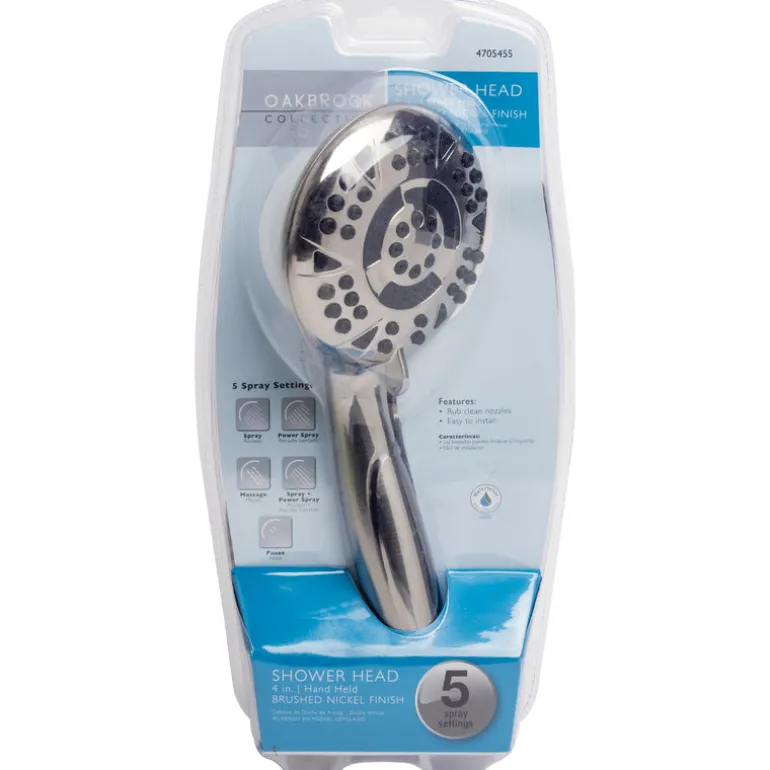 OakBrook Brushed Nickel PVC 5 settings Handheld Showerhead 1.8 gpm