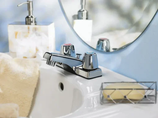OakBrook Chrome Coastal Two-Handle Bathroom Sink Faucet 4 in.